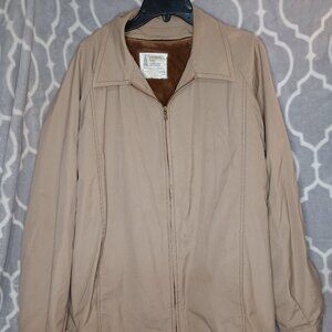 VTG London Fog by Reeves Mens Lined Coat 42 Long Beige Tan Brown Zip Up